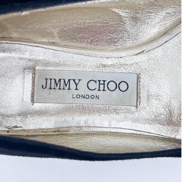 Jimmy Choo Ginny Ballet Flats Pointed Toe Patent Suede Lace Black Womens 36 (6) - Picture 8 of 12